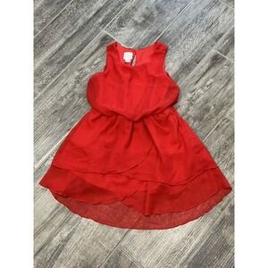 CRB Girl Red Dress Sleeveless Tiered‎ Chiffon Party Special Occasion Cute Size 7
